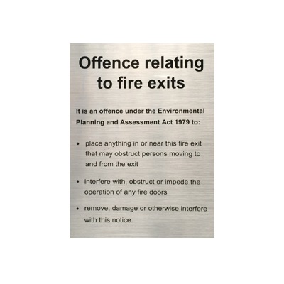 NSW Sign - Offences Relating to Fire Stairs